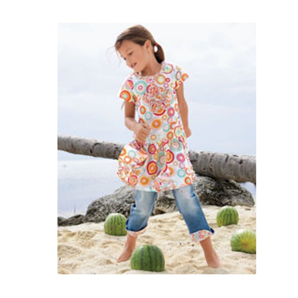 Deux par Deux dots & denim capris w/ Tunic dress